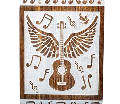 Guitar Wings Wooden Keepsake Urn for Human Ashes, 20 Cu in, White - color: Antique White, size: Keepsake (20 lbs)