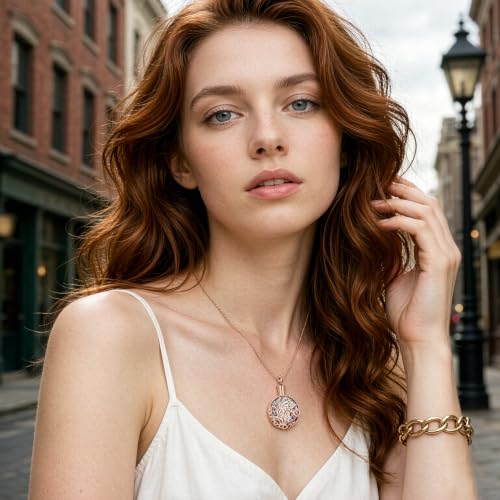 zeqingjw Pet Cremation Jewelry Tree of Life Urn Necklace for Ashes for Dog/Cat Funeral Ashes Keepsake Paw Print Urn Pendant Memorial Jewellery - color: Rose Gold-Purple