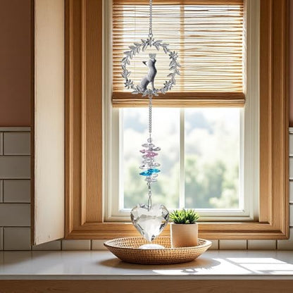 Pet Memorial Suncatcher,Dog Memorial Gifts for Loss of Dog,Cats Remembrance,Pet Loss Sympathy Gift,Bereavement Gifts(Cat) - color: Garland Cat