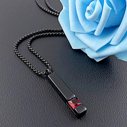 YOUFENG Urn Necklaces for Ashes Birthstone Cube Urns for Human Ashes Memorial Cremation Urn Locket Keepsake Ashes Jewelry - style: July