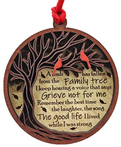 Tree of Life and Cardinal Memorial Gift Ornament for Hanging on The Christmas Tree or Car or Around House or Gifting, Remembrance Loss Sympathy Gift for Your Loved One (Tree of Life Memorial)