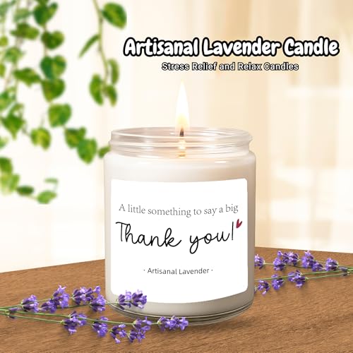 Thank You Gifts for Women Men – A Little Something to Say a Big Thank You | | 9oz Lavender Woods Soy Wax Candle | Appreciation Gift Teacher Coworker Nurse Boss Hostess Friend Employee - color: Thank You
