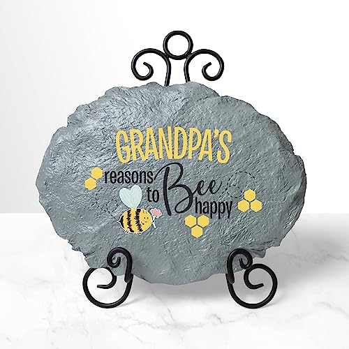 Let's Make Memories Personalized Reasons To Bee Happy Garden Stone - Large Garden Stone - 10" Diameter - color: Bee Happy, size: Large