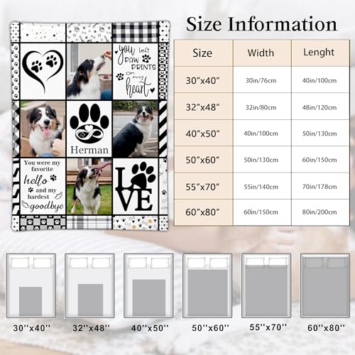 Ship Next Day, Customized Dog Memorial Gifts, Custom Pet Blanket with Pictures Name, Personalized Pet Memorial Photo Blanket, Loss of Pet Sympathy Gift, Dog Passing Away Bereavement Gifts - color: Dog Blanket 06
