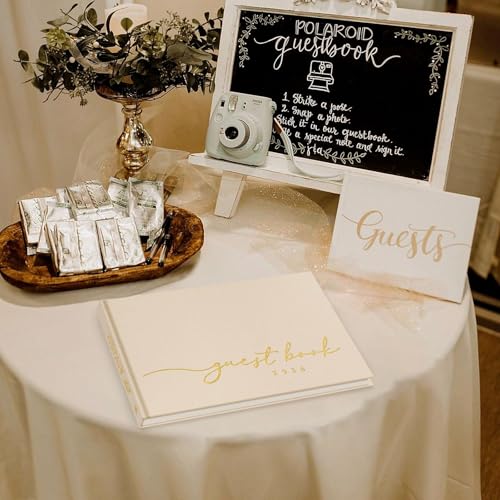 Lanpn Wedding Guest Book 2026 - Linen Hardcover Guestbook Wedding Reception with 108 Blank Pages for Sign in and Photos - Guest Book for Wedding Bridal Shower Baby Shower Party (Beige) - color: Beige