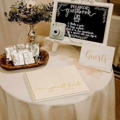 Lanpn Wedding Guest Book 2026 - Linen Hardcover Guestbook Wedding Reception with 108 Blank Pages for Sign in and Photos - Guest Book for Wedding Bridal Shower Baby Shower Party (Beige) - color: Beige
