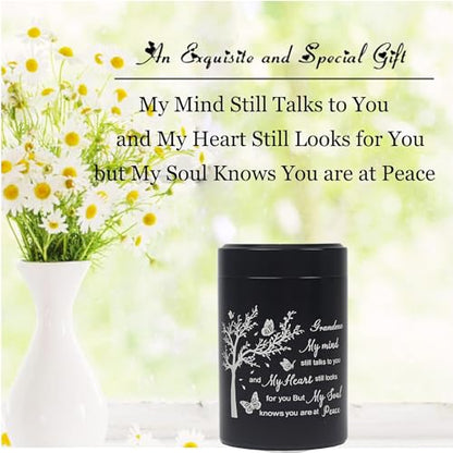 3 Inch Small Urn for Human Ashes Aluminum Mini Cremation Small Keepsake Box for Sharing Ashes Mini Urn-Grandma - size: Black-Grandma