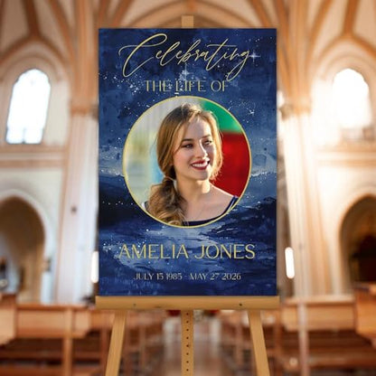 In Loving Memory Custom Portrait Yard Sign – Personalized Funeral Ceremony Welcome Display - color: Version 13