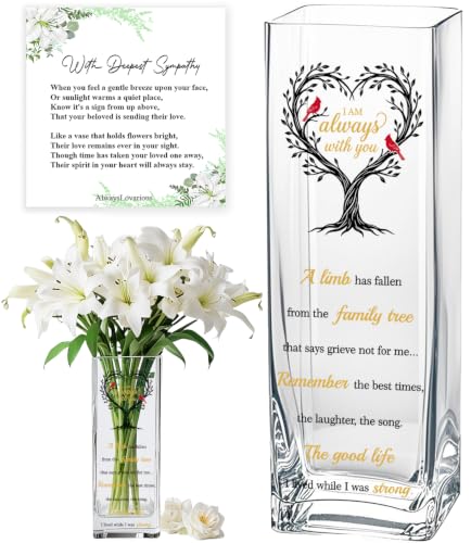 Cardinal Sympathy Memorial Flowers Vase, Grief Gifts for Loss of Loved One, Bereavement Gift, Sorry Your Loss Gift, Condolence Funeral Candle Holder Vase