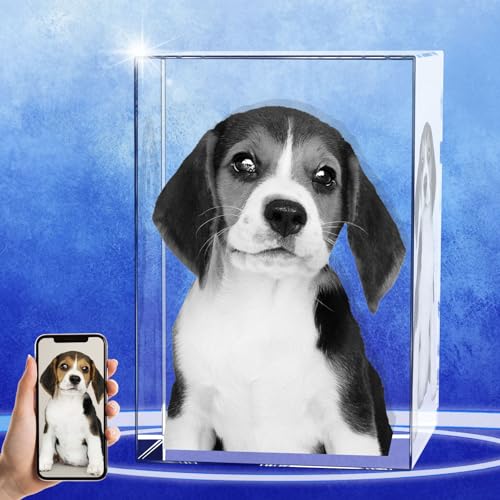 Personalized Pet Memorial Gifts, Dogs Or Cats 3D Crystal Photo Frame, Customized Laser Etched Picture Frame for Loss of a Dog Gift (Portrait, Small) - color: Portrait, size: Small