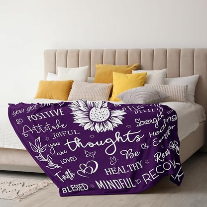 Xutapy Get Well Soon Gifts for Women, Hug Healing Blanket Purple 60’’X50’’ | Inspirational/Feel Better/Thinking of You Gifts for Women, Surgery Recovery/Cancer Care/Get Well Gifts for Women - color: Purple