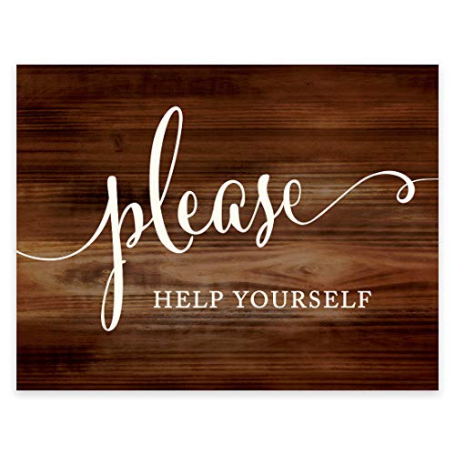 Andaz Press Wedding Party Signs, Rustic Wood Print, 8.5x11-inch, Please Help Yourself Reception Dessert Table Sign, 1-Pack, Unframed - color: Food Please Help Yourself