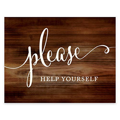 Andaz Press Wedding Party Signs, Rustic Wood Print, 8.5x11-inch, Please Help Yourself Reception Dessert Table Sign, 1-Pack, Unframed - color: Food Please Help Yourself