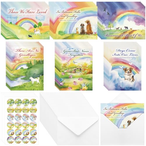 Geyoga 36 Set Pet Sympathy Card with Envelope Bulk, Rainbow - color: Rainbow