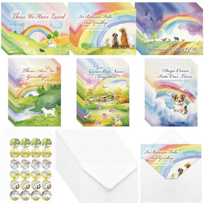 Geyoga 36 Set Pet Sympathy Card with Envelope Bulk, Rainbow - color: Rainbow