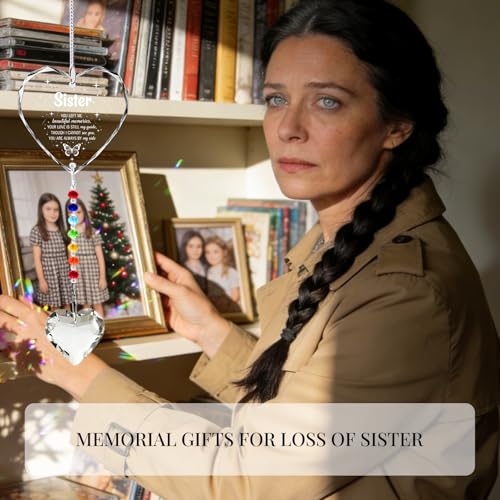 Hegelda Memorial Gifts for Loss of Sister Crystal Suncatcher | Sympathy Gifts for Loss of Sister Bereavement Funeral Condolence Gifts for Grieving Besitie Sister BFF - style: SISTER