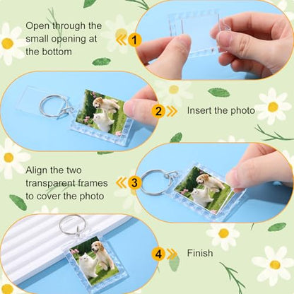 Yaomiao Acrylic Photo Keychain with Tassel Clear Blank Custom Keychain Frame Holder Insert Picture Keyring Making Kit - style: Wavy Rectangle