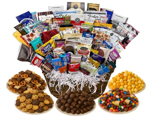 Customizable Gift Basket stuffed with chocolates cookies snacks and candies by MISTERGIFTBASKET.COM Hand-crafted for women men client sympathy birthday thank you holiday (Executive: $199.99, Sympathy) - size: Executive: $199.99
