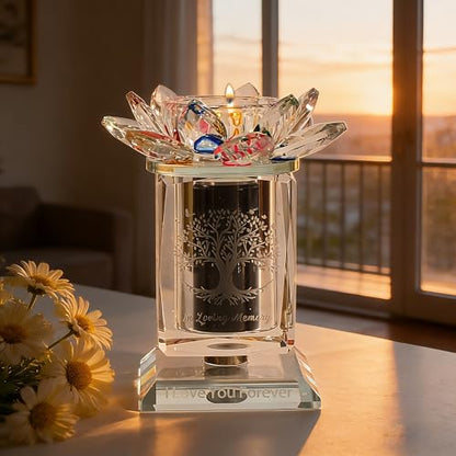 Small Urns for Human,Cremation Keepsake Photo Urn Unique Rotatable Crystal Mini Urns for Ashes Keepsake Decorative Engraving Tree of Life Pattern Urn Remember Your Love One Lost