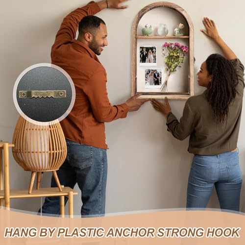 Shadow Box Frame 10x16, Natural Wood Display Case with Linen Back, Deep Picture Frame for Photos, Keepsakes, Flowers, Medals, Memorabilia, DIY Crafts, Wedding or Pet Memory Box Wall & Table Decor