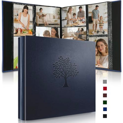 Photo Album 4x6 600 Pockets Slip In Extra Large Capacity | PU Leather Cover Picture Album Holds Horizontal & Vertical Photos for Family Wedding Baby Anniversary Christmas Gift - color: Navy Blue