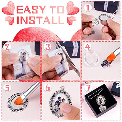Bylion 2 Sets Wedding Bouquet Photo Charms Bridal Bridegroom Charm | DIY Pin Brooch Making Kit Bouquet Picture Charm for Wedding Memory Friend Graduation Gift, You are Always in My Heart - color: Single Lacy