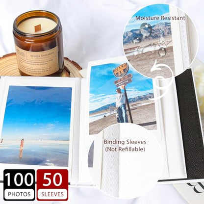 RECUTMS Photo Album 4x6 100 Photos Leather Small Album for Baby Dark Green | White Inner Page, 100 Vertical Pockets, Travel Family Wedding Pictures Book, DIY Front Window, Anniversary Graduation Gifts - color: Dark Green, size: 100 pockets