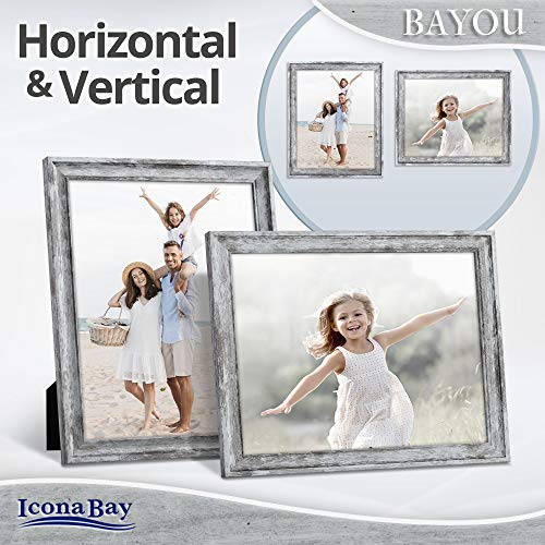 Icona Bay 8x10 Azure Gray Picture Frame - Cape Cod Style 8 x 10 Photo Frame - Table Top or Wall Mount - Bayou Collection - size: 8x10