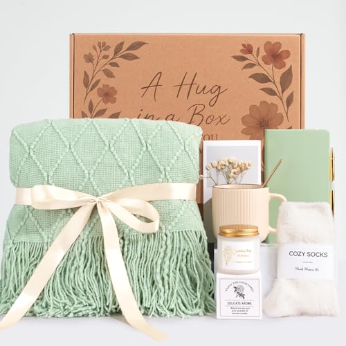 Get Well Soon Self Care Gift Basket for Women, Teacher Appreciation Gifts Thinking of You Care Package Mothers Day Birthday Box for Mom Her Sister Wife Girlfriend Friend Grandma Coworker (Sage Green) - color: Sage Green