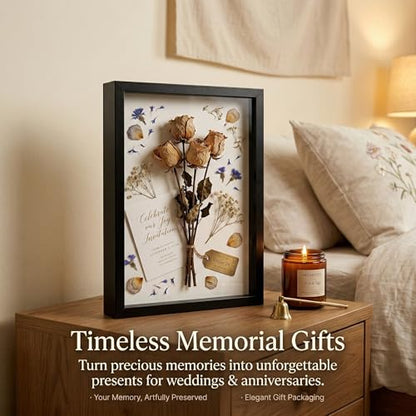 4 Pack Shadow Box Frame Display Cases, 8"x 10" Wood Deep Black Handicrafts Shadowbox Picture Frame for Flowers Jersey Baby Wedding Dress (Black&White) - color: Black&white, size: 8X10