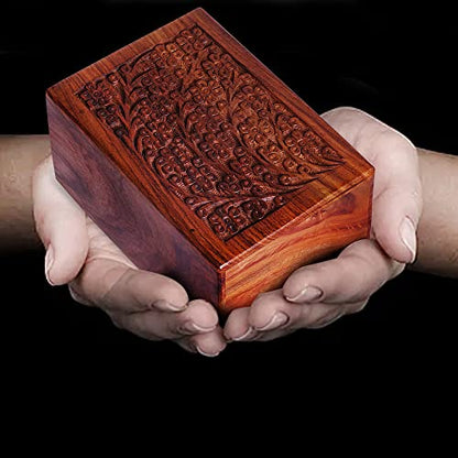 Wooden Urn for Human Ashes, Cremation Funeral Urn, Pet Memorial, Decorative Keepsake Burial Ash Box - Medium (Style5, 7 X 5 X 3.75 Inch) - size: Medium