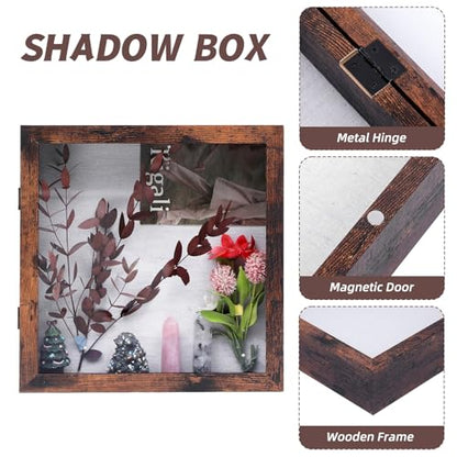 Muzilife 11x11 Shadow Box Picture Frame, 2.16 Deep, Real Glass, Honey Brown - color: Honey Brown, size: 11x11
