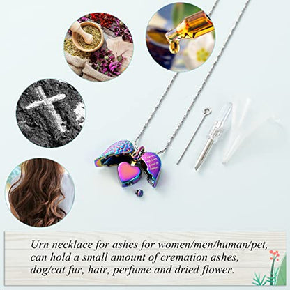 Imrsanl Heart Cremation Urn Necklace Pendant for Human Ashes - A Piece of My Heart Lives in Heaven Memorial Keepsakes Cremation Jewelry - color: Locket-Colorful