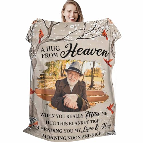 D-Story Custom Memorial Blanket with Photos in Loving Memory for Loved Ones Lost: Made in USA, Personalized Picture Sympathy Remembrance Grief Gift Funeral for Daughter Son Father Mother Brothers - color: 11