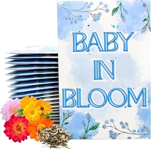 Wildflower Seed Packets Baby in Bloom Baby Shower Party Favors (Pack of 30) - Wildflower Seed Packet Favors Gift Boy Blue - color: Blue Standard