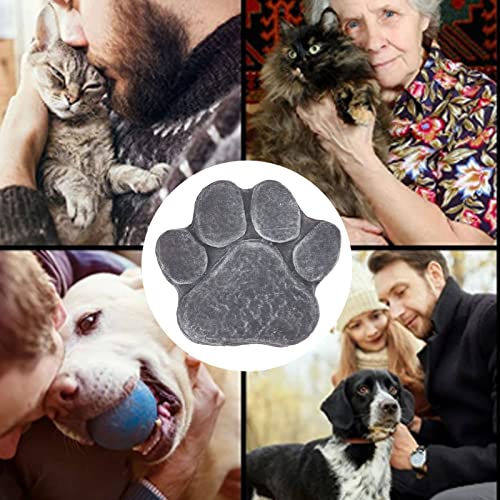 Pawprint Memorial Stone, DIY Lettering Beautiful Dog Grave Marker Comforting for Backyard for Puppy (Rock Grey)