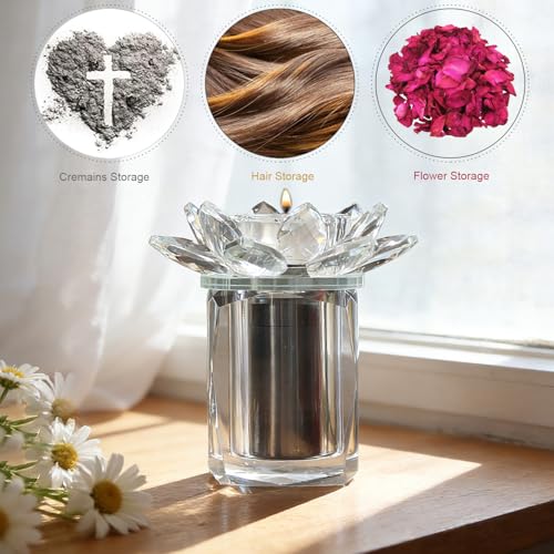 Keepsake urns for Human Ashes Crystal Small urns Cremation Keepsake Photo Urn with Candlestick Sharing Ashes Mini Memorial Urn for Human or Pet to Remember Your Loved One Lost
