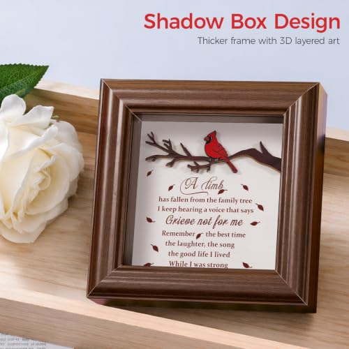 Cardinal Shadow Box Memorial Frame Sympathy Gift for Loss of Loved One - color: Cardinal - A Limb Has Fallen