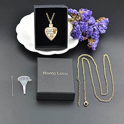 Fashion Pet Cremation Jewelry Stainess Steel Heart Keepsake Ashes Necklace Dog Cat Paw Memorial Urn Pendant - color: Gold-Yellow