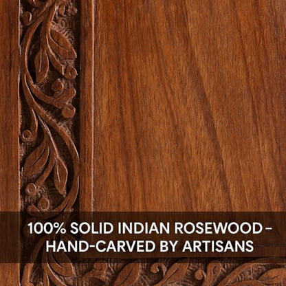 Handcrafted Rosewood Wooden Urn for Human Ashes Adult – 200 Cubic Inch Capacity – Engraved Border Funeral Urn for Ashes – Memorial Keepsake Box