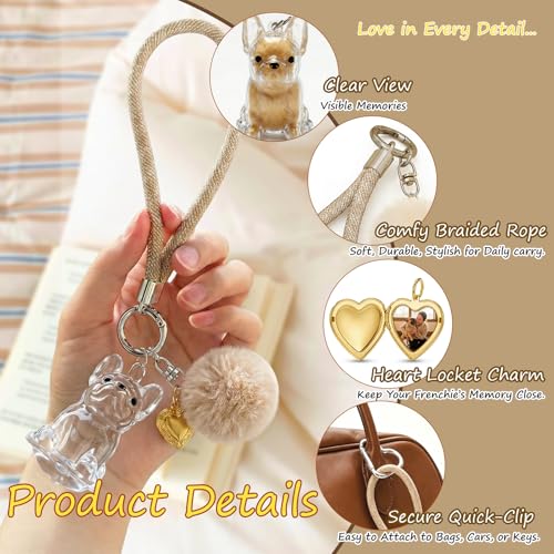 French Bulldog Dog Hair Collector Keychain, Frenchie Fur Keepsake - color: black