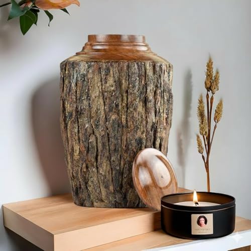 Medium Cremation Urn for Adult Ashes – 160 cu in – Rustic Rosewood Bark Wooden Memorial Urn – Handcrafted Funeral Jar for Human Ashes(Medium) - size: Medium(160cu/in)
