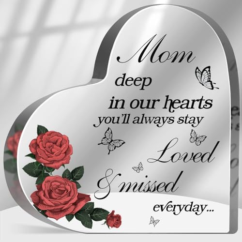 Sympathy Gifts for Loss of Mom, Memorial Gifts for Loss of Loved One, In Memory of Mom Plaque, Bereavement Condolences Grief Gifts, Funeral Remembrance Decor Ornament Sign - color: Mom(butterflyRose)