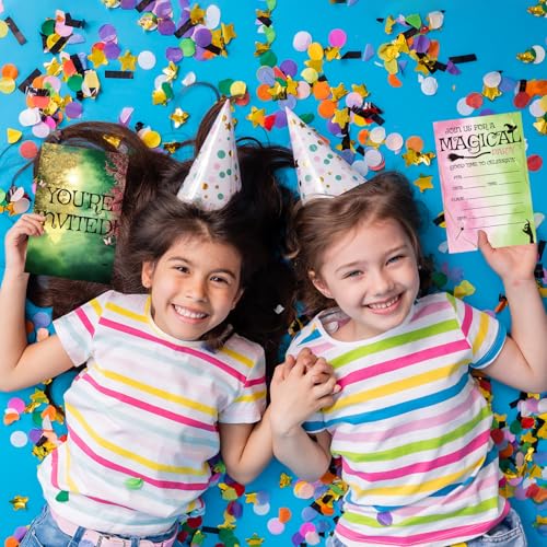 Witch Birthday Invitations Girl Wizards Party Invites with Envelopes 20 - color: Pink & Green Witch