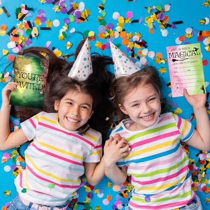 Witch Birthday Invitations Girl Wizards Party Invites with Envelopes 20 - color: Pink & Green Witch