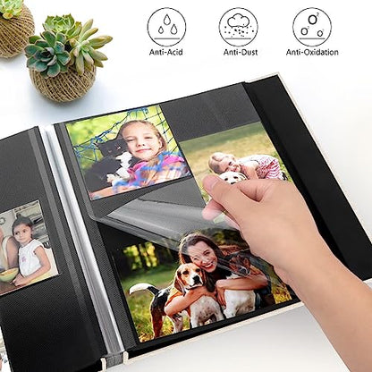 Zesthouse Photo Album Self Adhesive Pages, 60 Pages Magnetic Scrapbook Albums with Sticky Page, Photos Album Holds 8x10 & 5X7 & 4x6 & 6x8 & 3x5, Large Picture Book Ideal Gift for Family Wedding Baby - color: Beige, size: 11"x10.6"/Black 60 Pages
