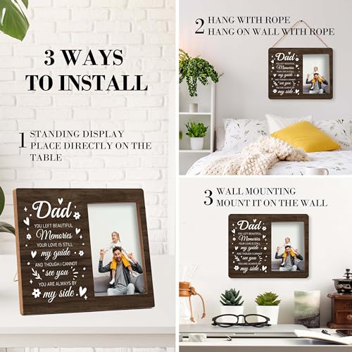 Memorial Pictures Frame, Dad You Left Beautiful Memories Photo Frame, Sympathy Gifts For Loss Of Dad, Farmhouse Home Living Room Bedroom Decoration -b24, Rustic - style: Dad