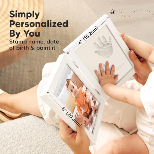 Baby Hand and Footprint Kit, Quick Dry Clay Newborn Keepsake (Alpine White) | Baby Feet and Handprint, Baby Picture Frame, Cat Dog Paw Print Kit, Personalized New Mom Gifts for Baby Showers & Registry - color: Alpine White