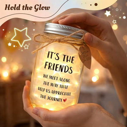 Friendship Gifts for Women - Thank You Mason Jar Night Light for Friends | Unique Birthday Present, Meaningful Appreciation Keepsake, Coworker Farewell, Sentimental 15oz Glass - style: THE FRIENDS