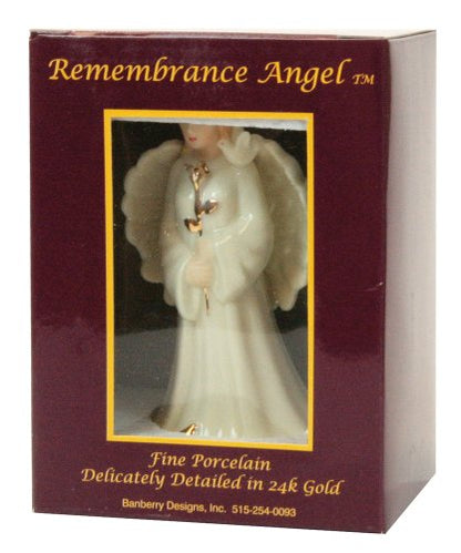 Memorial Angel Figurine with Dove & Gold Rose – Sympathy Gift for Loss of Loved One, Bereavement Angel Keepsake, Remembrance Gift for Grieving Family or Friend, Porcelain Statue, 4 Inch